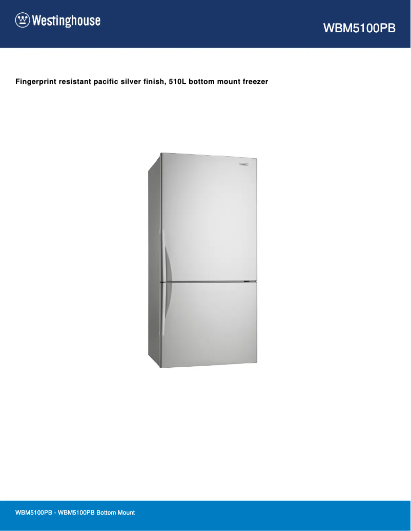 Page n°1 - Fiche technique Westinghouse WBM5100PB