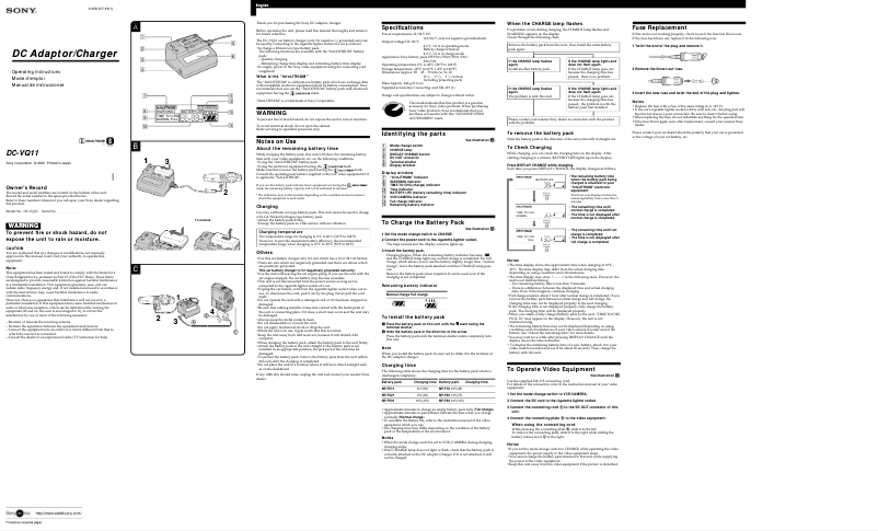 Image de la première page du manuel de l'appareil DC-VQ11