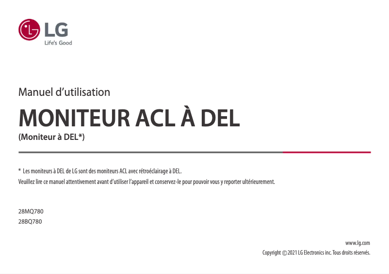 Page n°1 - Manuel utilisateur LG DualUp Ergo 28MQ780
