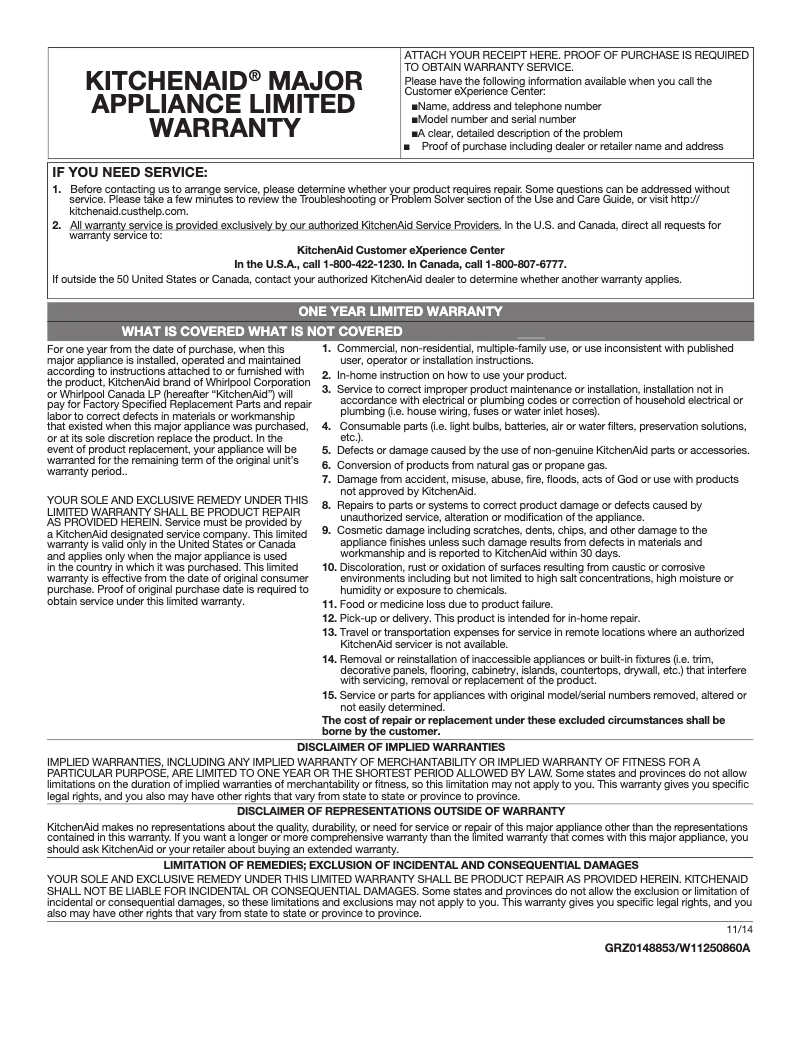 Page 1 de la notice Mode d'emploi KitchenAid KVWC958JSS