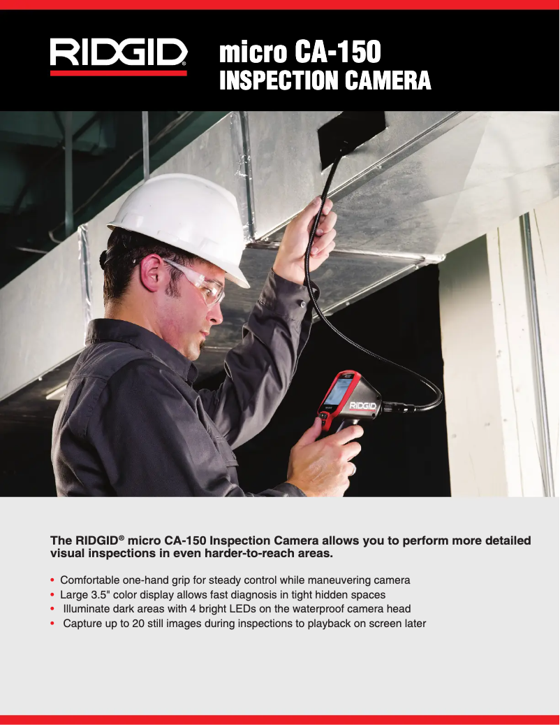 Page 1 de la notice Catalogue Ridgid micro CA-150