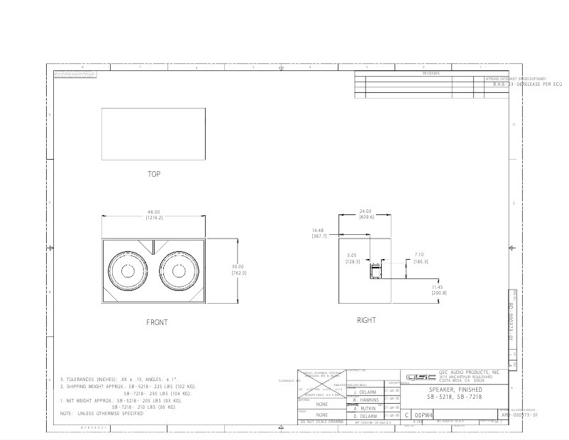 Page 1 de la notice Mode d'emploi QSC SB-7218
