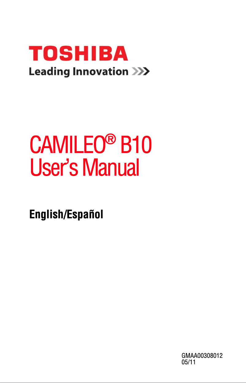 Page 1 de la notice Manuel utilisateur Toshiba Camileo B10
