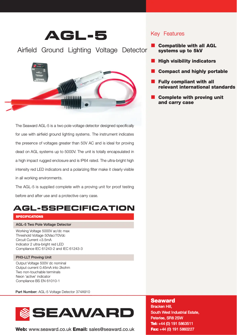 Página 1 del manual Ficha técnica Seaward AGL-5