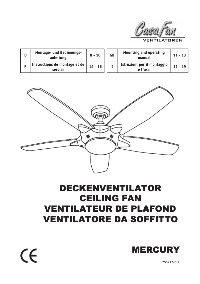 Page 1 de la notice Manuel utilisateur CasaFan Mercury