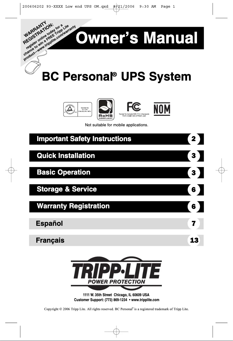 Image de la première page du manuel de l'appareil BC Personal 450