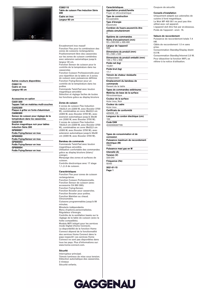 Image de la première page du manuel de l'appareil CI262115