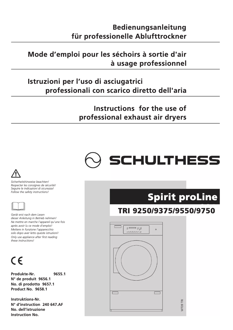 Page n°1 - Manuel utilisateur Schulthess TRI 9250