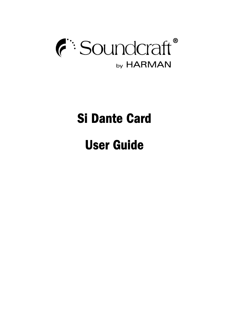 Page n°1 - Manuel utilisateur Soundcraft Si Dante Card