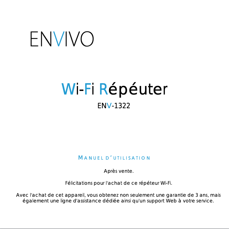 Page n°1 - Manuel utilisateur Envivo ENV-1322