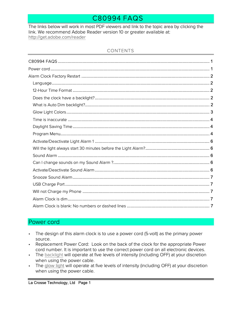 Página 1 del manual Preguntas frecuentes La Crosse Technology C80994