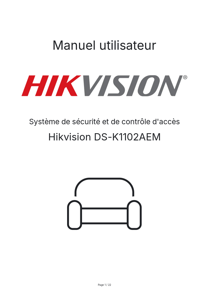 Page n°1 - Manuel utilisateur Hikvision DS-K1102AEM