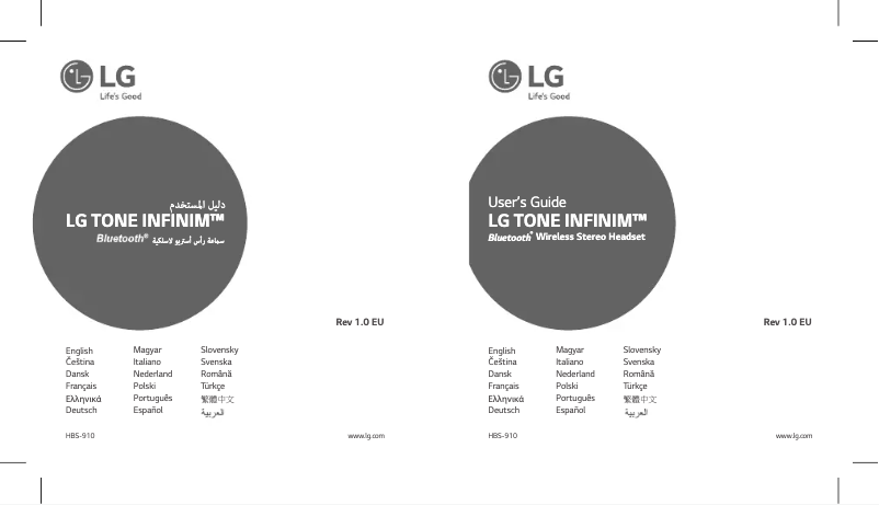 Page 1 de la notice Manuel utilisateur LG Tone Infinim HBS-910