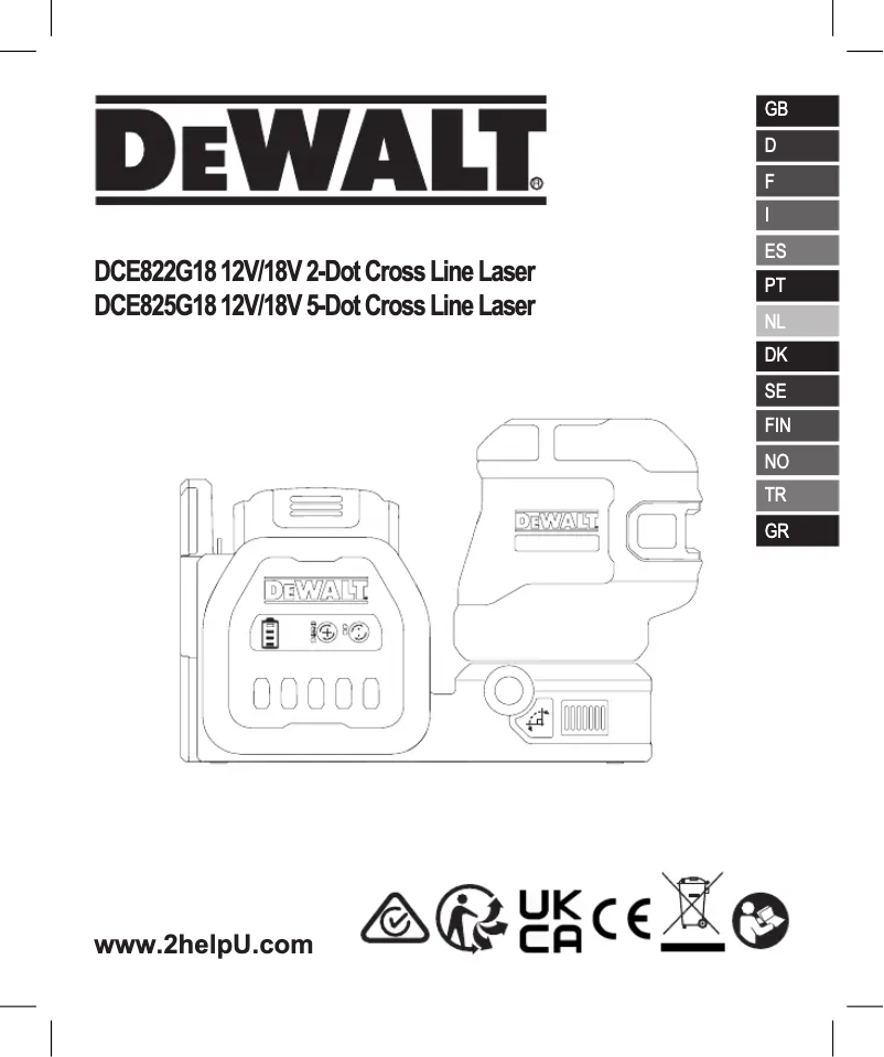 Page n°1 - Manuel utilisateur DeWalt DCE825D1G18