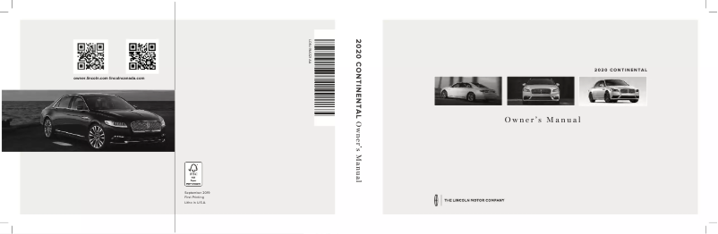 Page n°1 - Manuel utilisateur Lincoln Continental (2020)