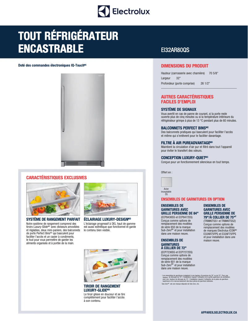 Página 1 del manual Ficha técnica Electrolux EI32AR80QS