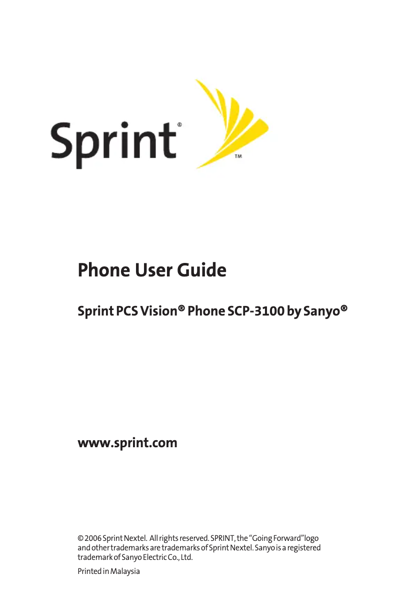 Page 1 de la notice Manuel utilisateur Sanyo Sprint SCP-3100