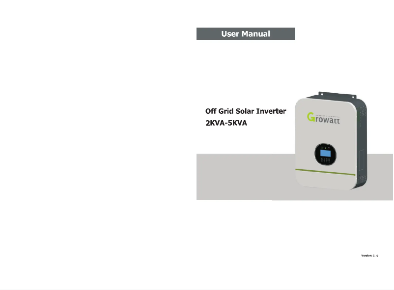 Page 1 de la notice Manuel utilisateur Growatt 2KVA Off-Grid Solar
