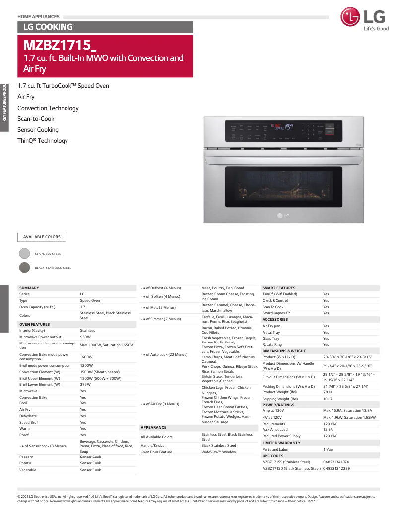 Image de la première page du manuel de l'appareil MZBZ1715S