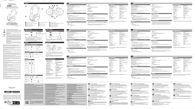 Page 1 de la notice Manuel utilisateur Creative Zen Hybrid