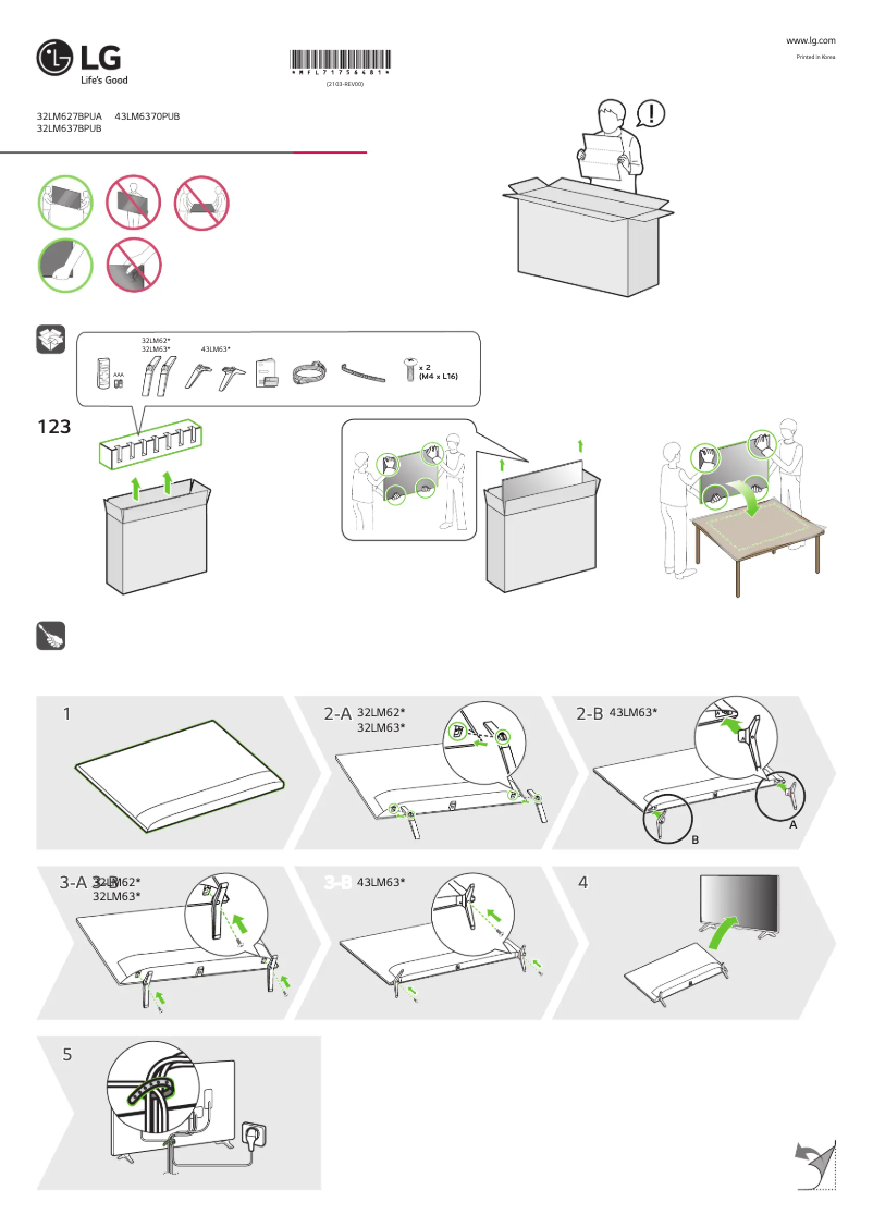 Page 1 de la notice Manuel utilisateur LG 32LM627