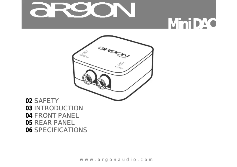 Image de la première page du manuel de l'appareil Mini DAC