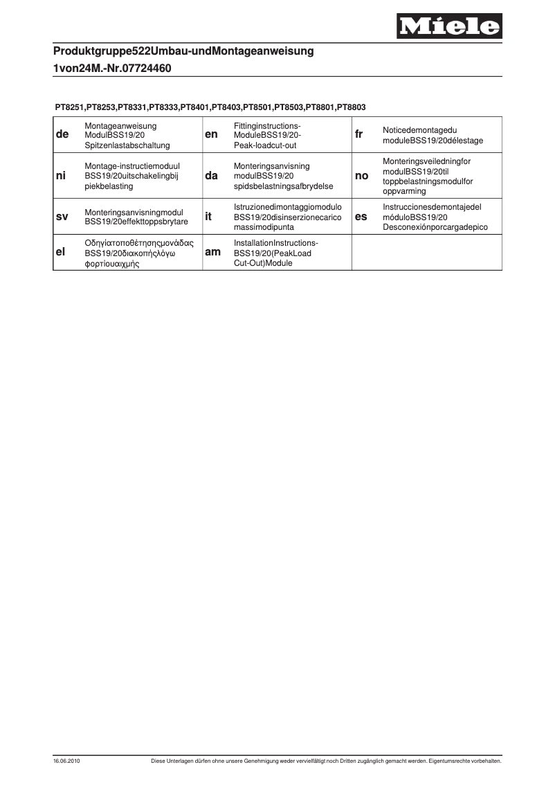 Image de la première page du manuel de l'appareil BSS 20