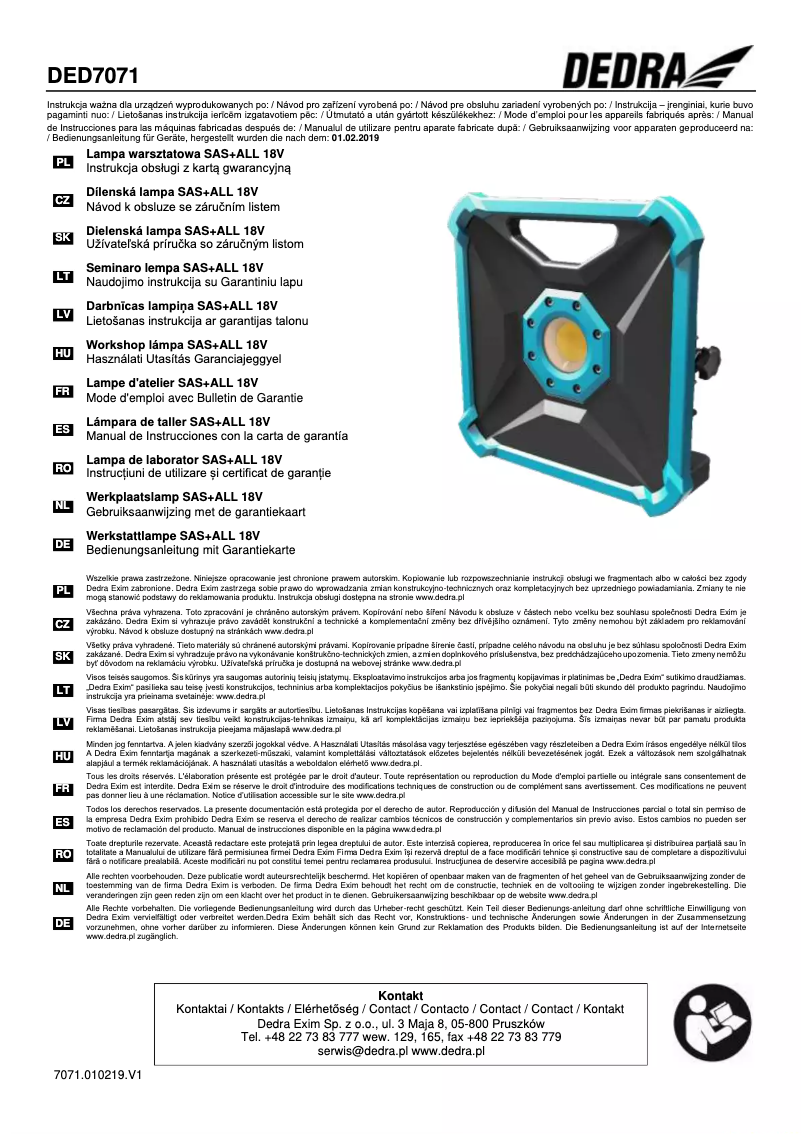 Page 1 de la notice Manuel utilisateur DEDRA DED7071