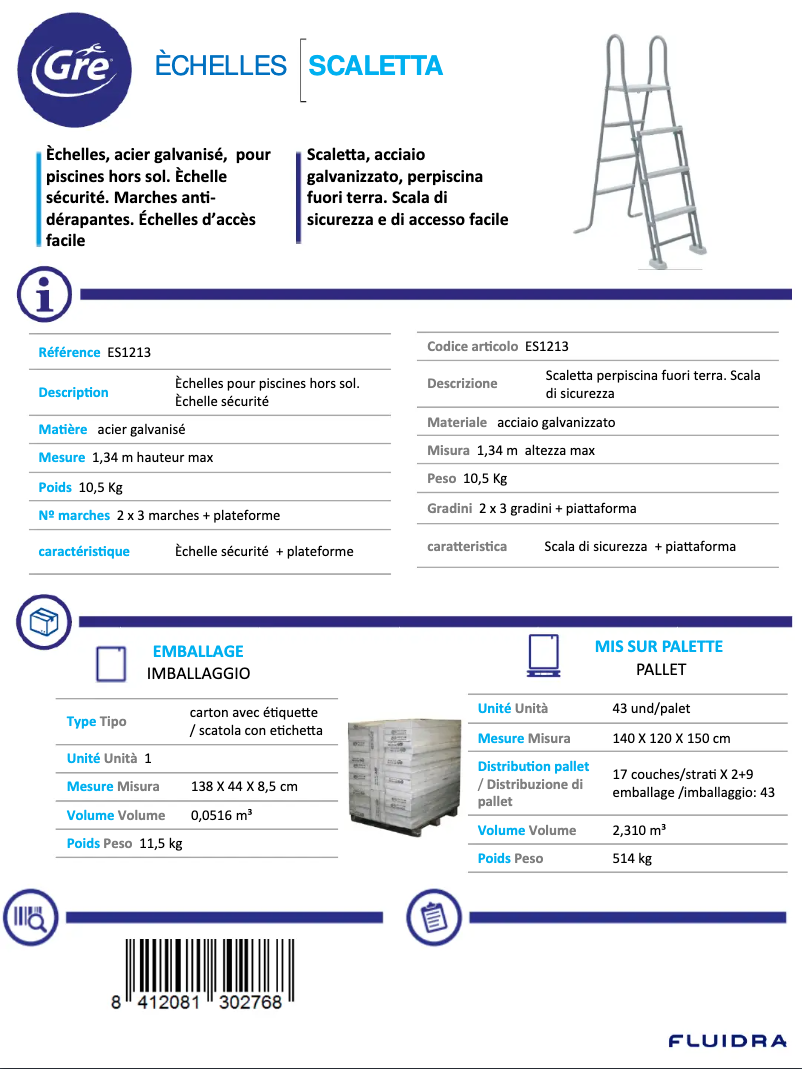 Página 1 del manual Ficha técnica Gre ES1213
