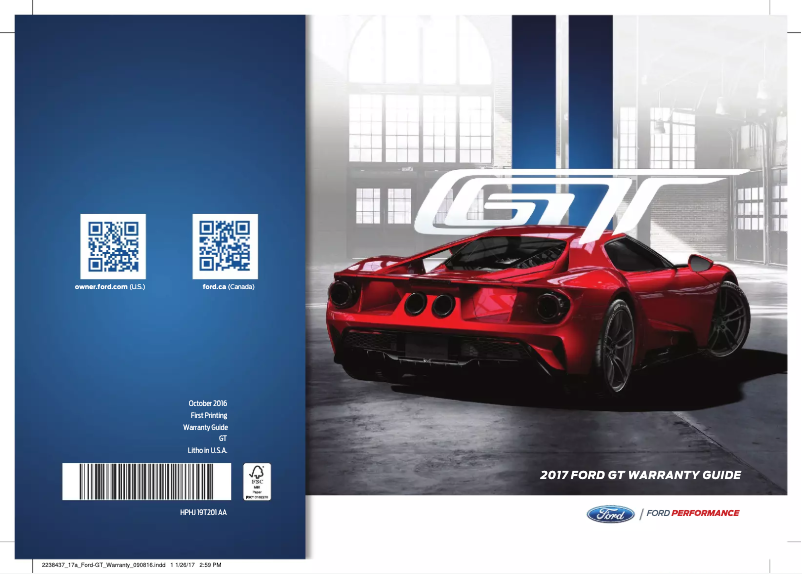 Page n°1 - Informations de garantie Ford GT (2017)