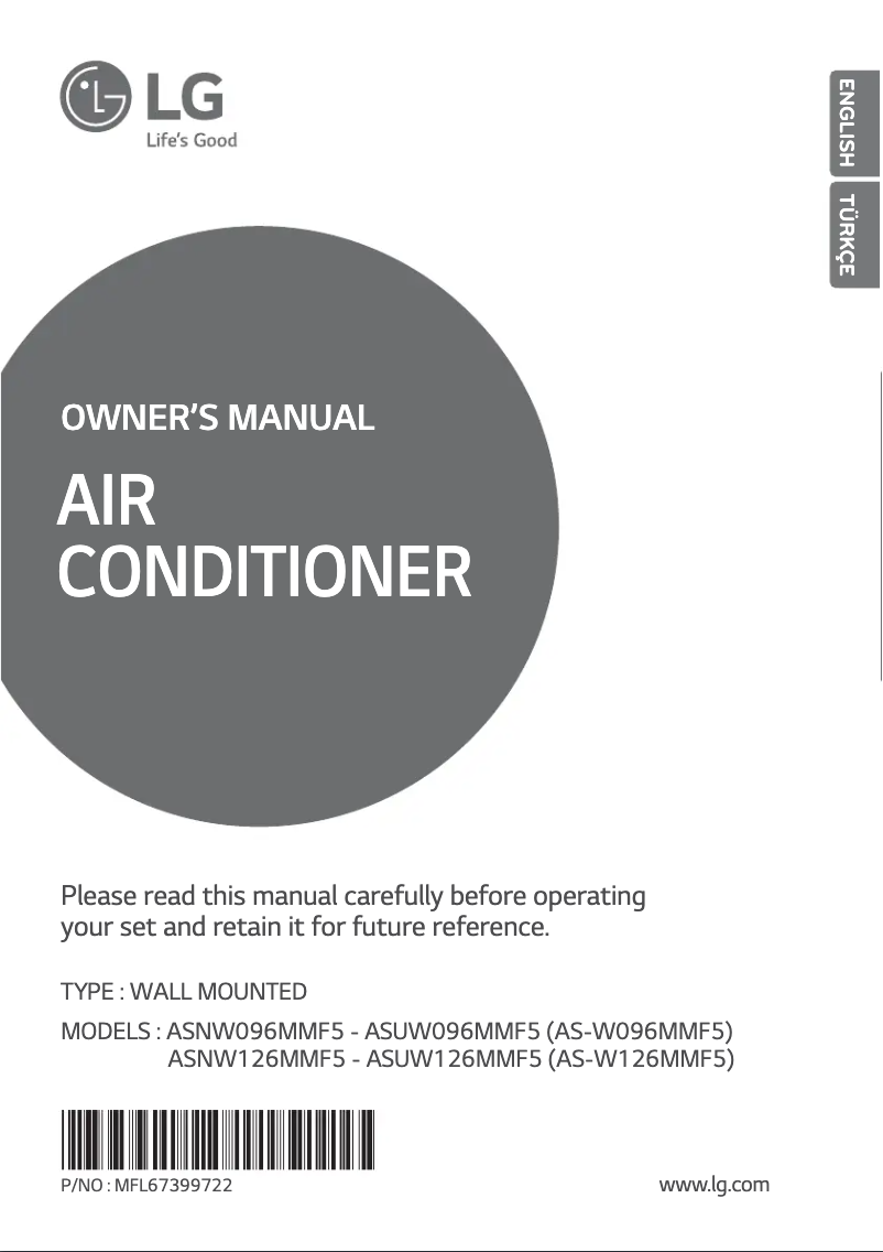 Page n°1 - Manuel utilisateur LG ASNW096MMF5