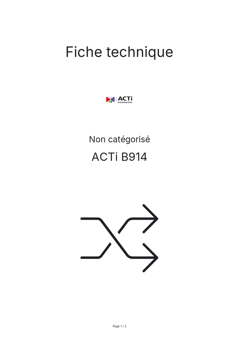 Page n°1 - Fiche technique ACTi B914