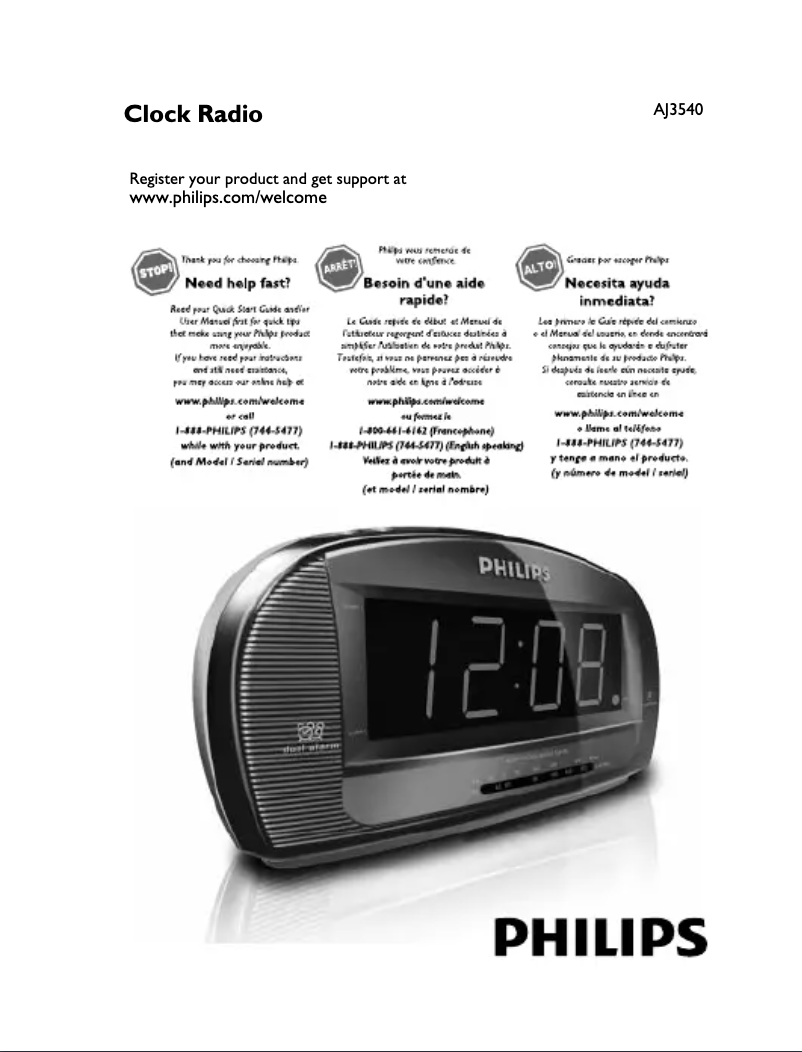 Page 1 de la notice Manuel utilisateur Philips AJ3540