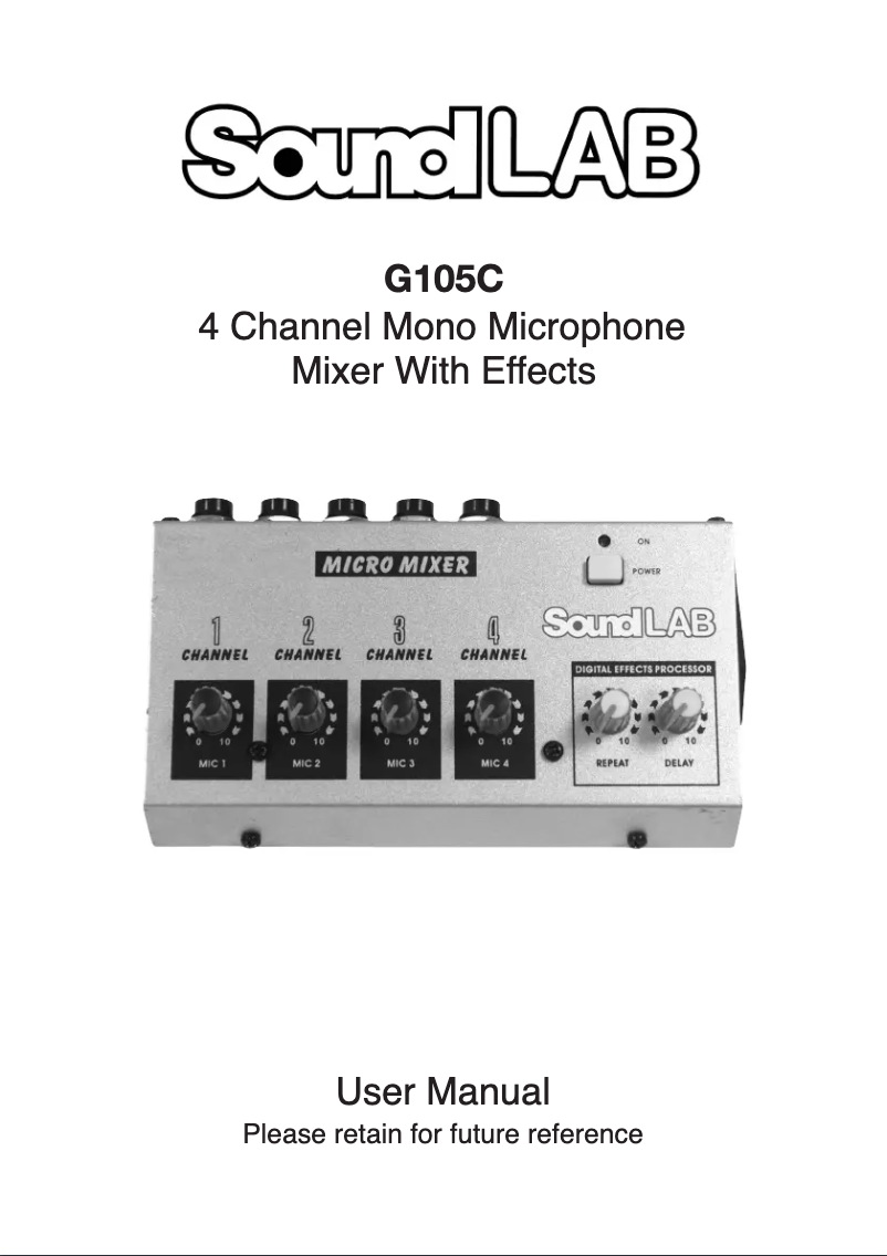 Page n°1 - Manuel utilisateur SoundLAB G105C