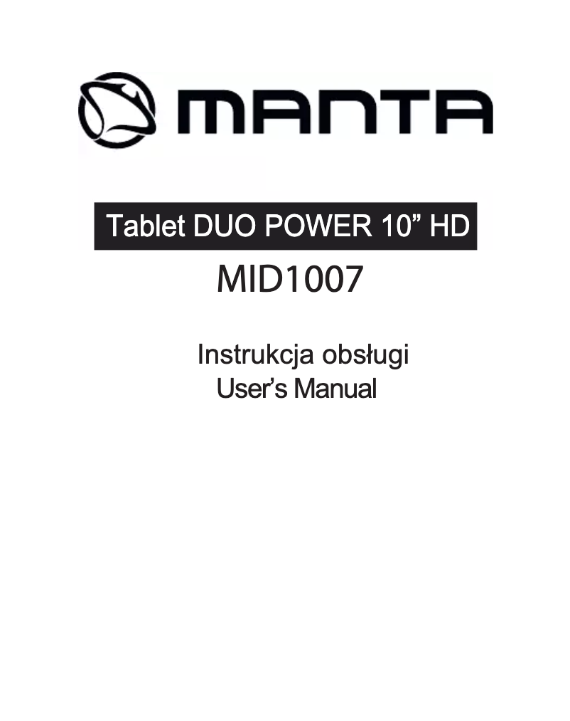 Page n°1 - Manuel utilisateur Manta Duo Power MID1007