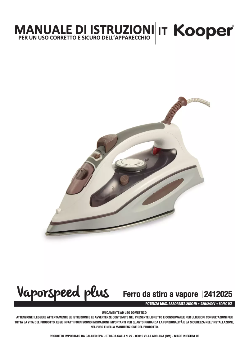 Page 1 de la notice Manuel utilisateur Kooper 2412025