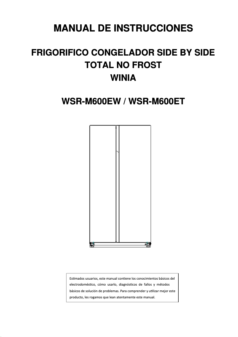 Page 1 de la notice Manuel utilisateur Winia WSR-M600EW