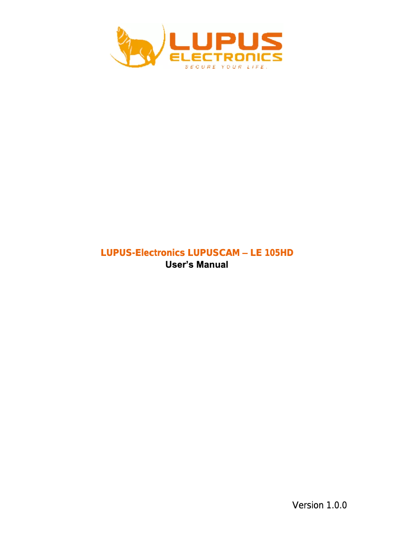 Page n°1 - Manuel utilisateur Lupus Electronics LE 105HD