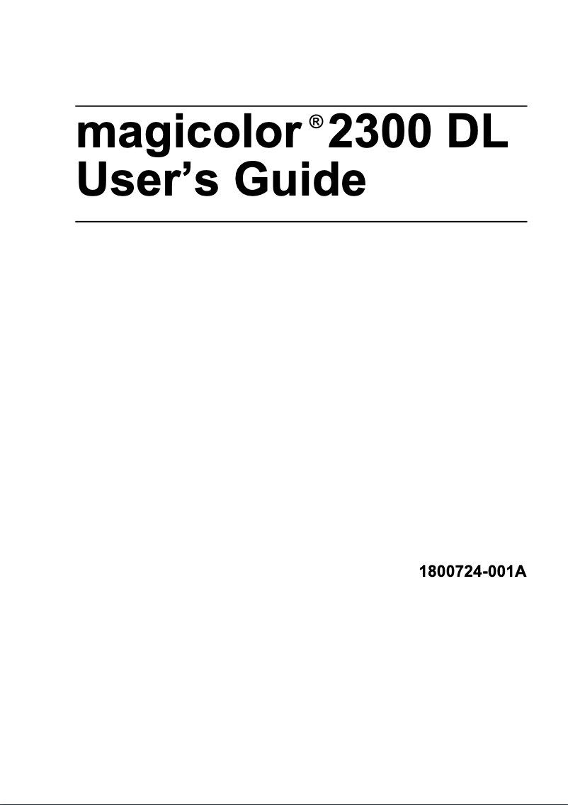 Page n°1 - Manuel utilisateur Konica Minolta magicolor 2300 DL