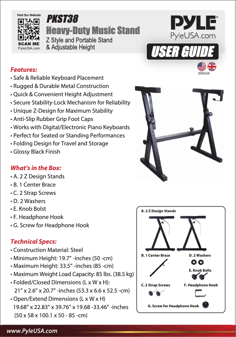 Page n°1 - Manuel utilisateur Pyle PKST38
