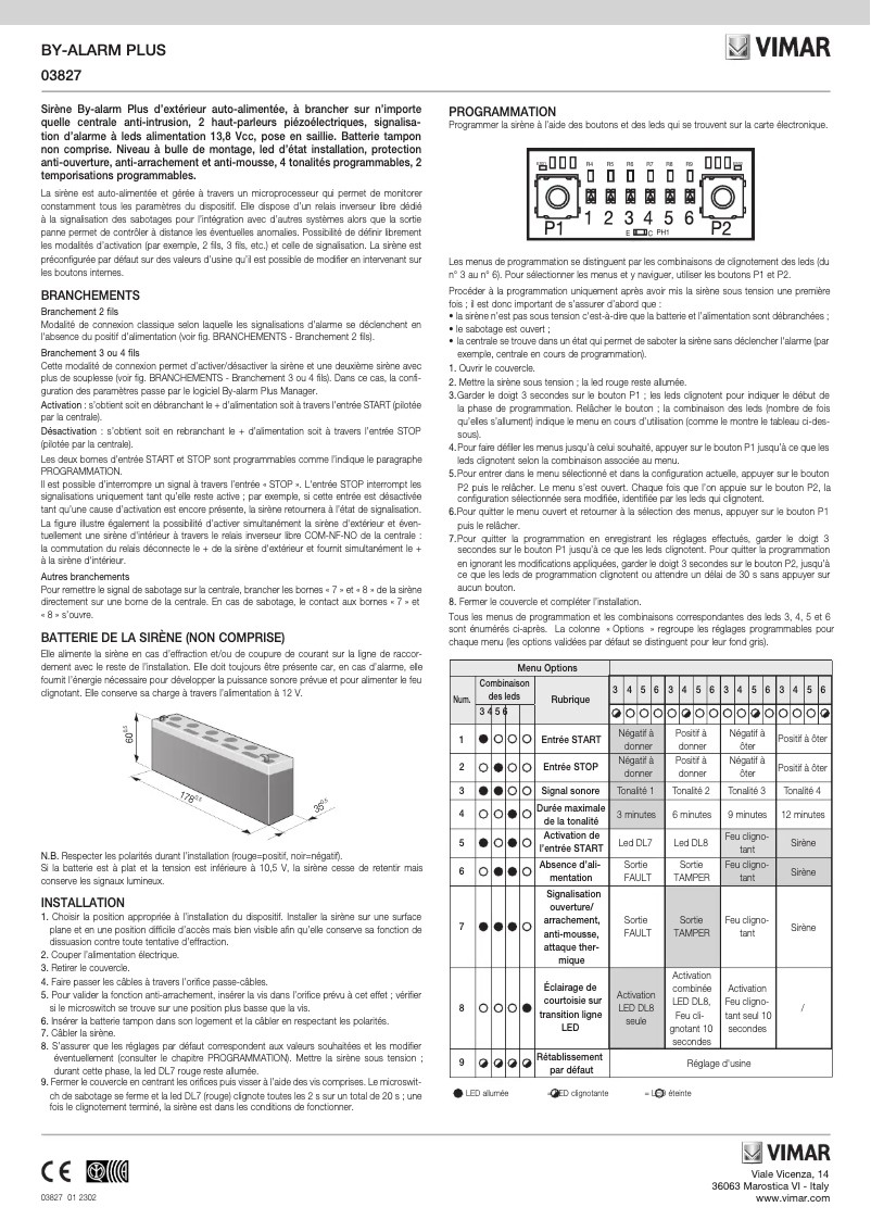 Page n°1 - Manuel utilisateur Vimar 03827