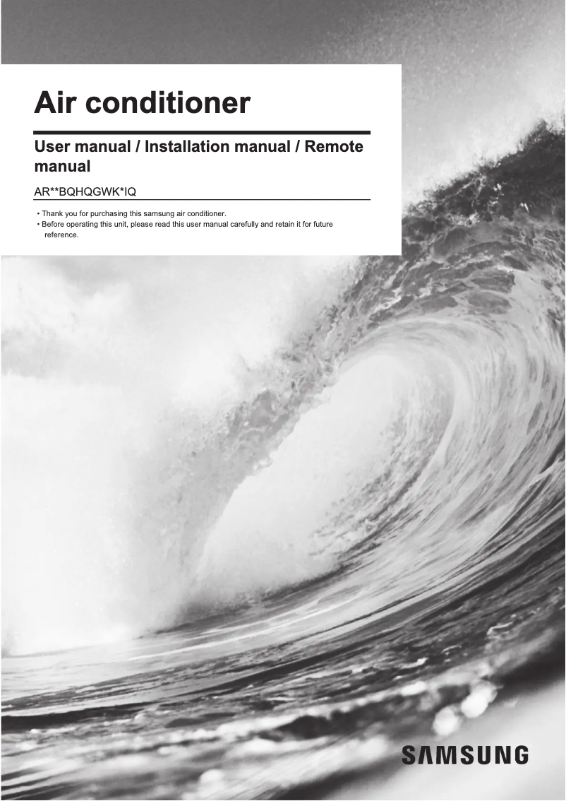 Page 1 de la notice Manuel utilisateur Samsung AR12BQHQGWK/IQ