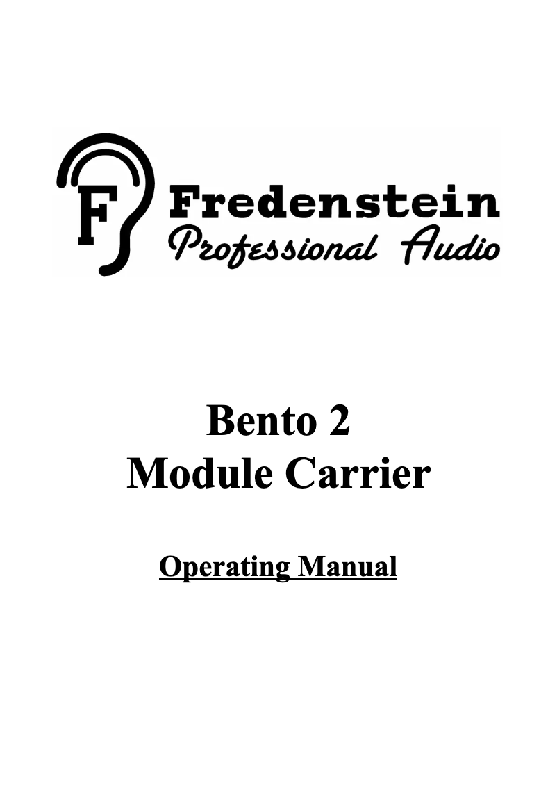 Page 1 de la notice Manuel utilisateur Fredenstein Bento 2