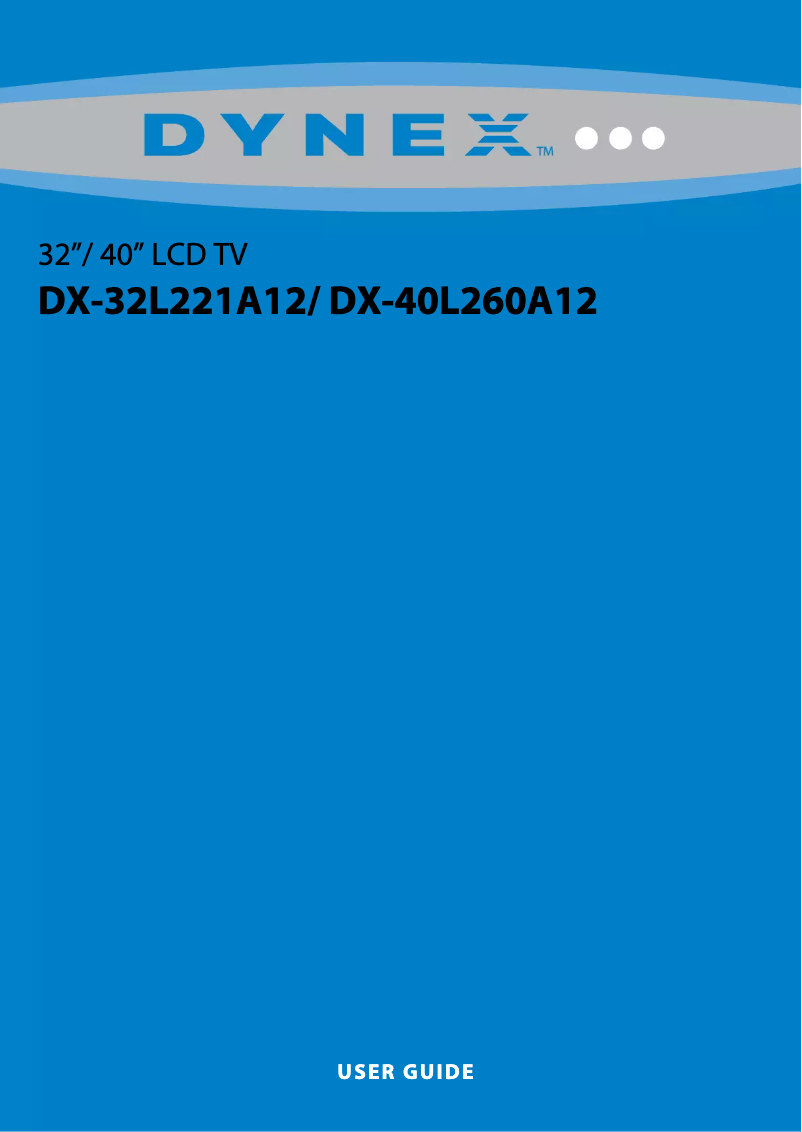 Page n°1 - Manuel utilisateur Dynex DX-32L221A12