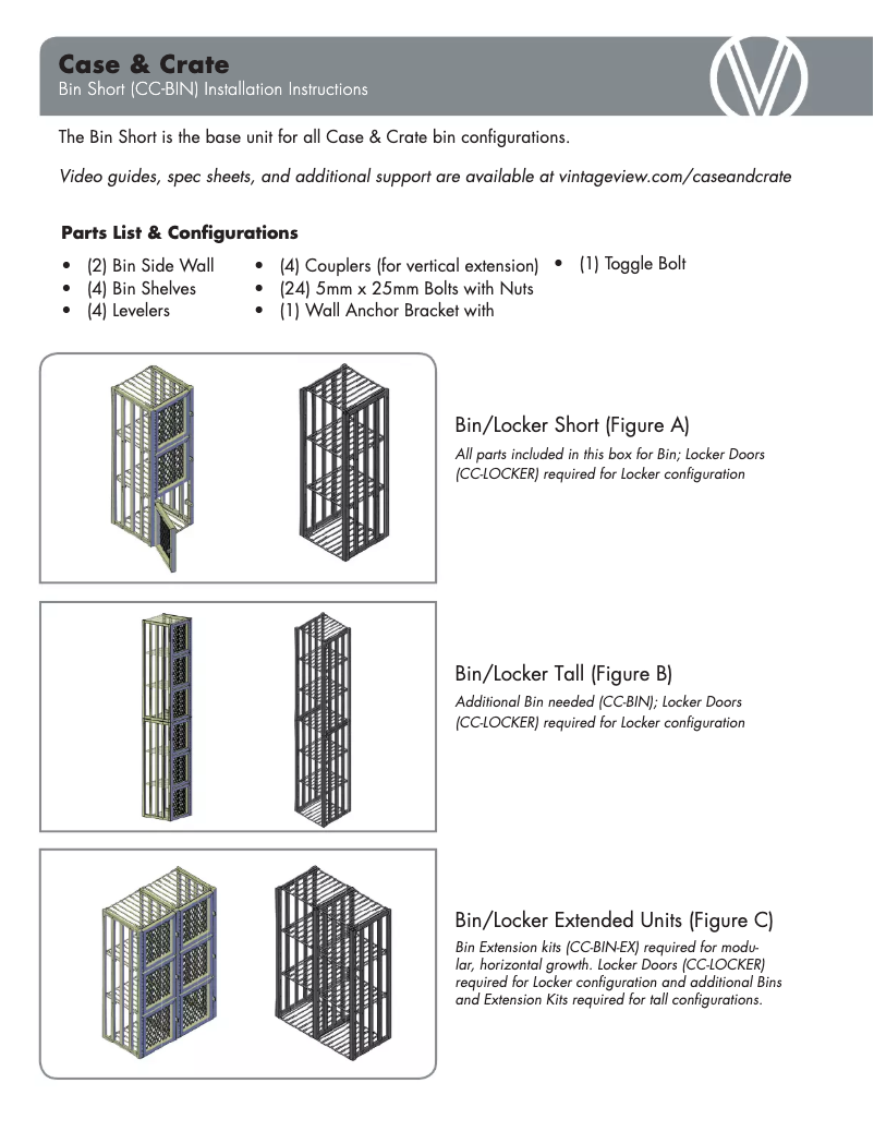 Page 1 de la notice Manuel utilisateur VintageView CC-BIN-S-K