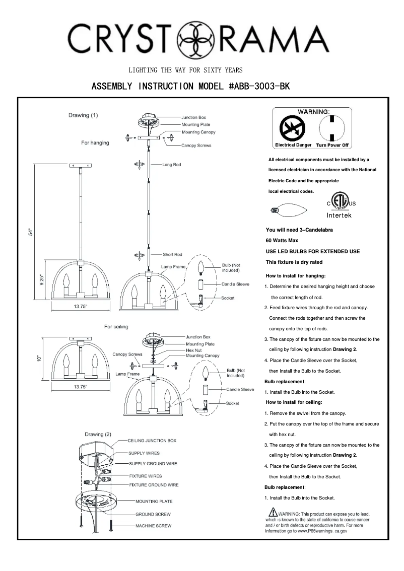 Image de la première page du manuel de l'appareil Abbott ABB-3003-BK