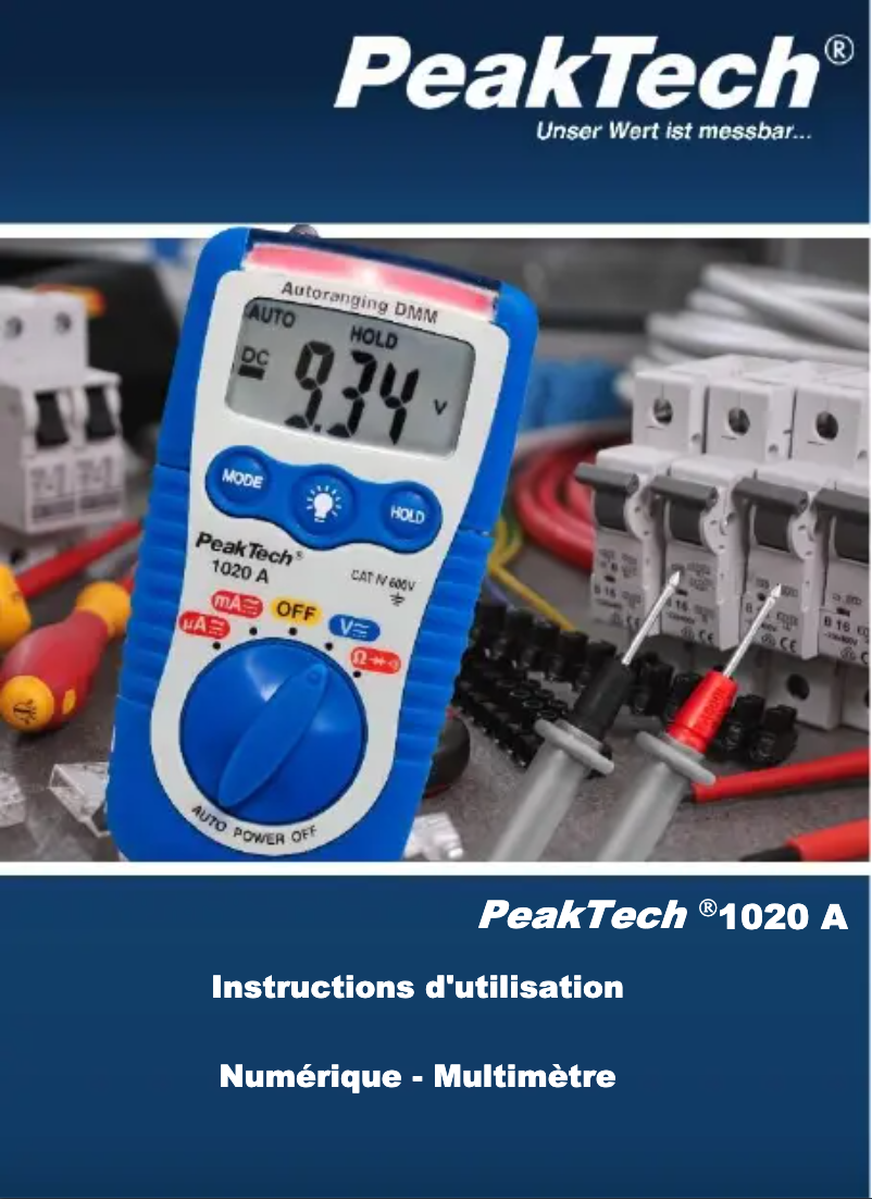 Page 1 de la notice Manuel utilisateur PeakTech 1020 A