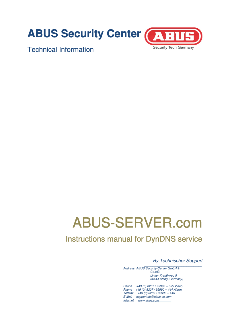 Page n°1 - Manuel utilisateur Abus IPCS10020