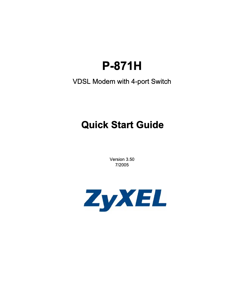 Image de la première page du manuel de l'appareil P-871H