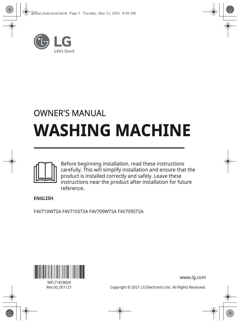 Page n°1 - Manuel utilisateur LG F4V709STSA